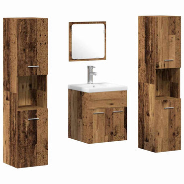 vidaXL Badezimmermöbel-Set Wandmontiert 4 pcs Altholz Holzwerkstoff