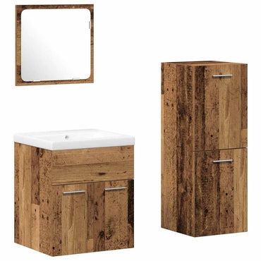 vidaXL Badezimmermöbel-Set Wandmontiert 4 pcs Altholz Holzwerkstoff