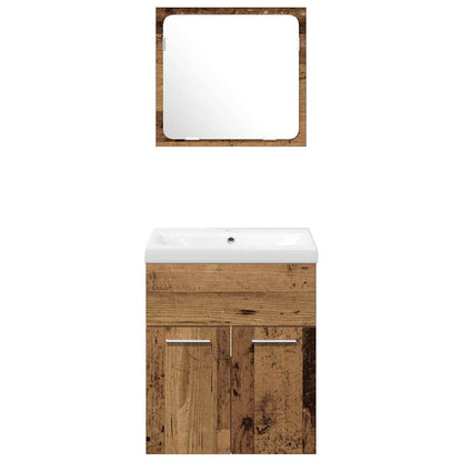 vidaXL Badezimmermöbel-Set Wandmontiert 4 pcs Altholz Holzwerkstoff