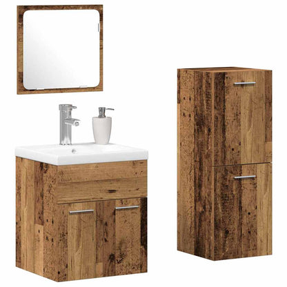 vidaXL Badezimmermöbel-Set Wandmontiert 4 pcs Altholz Holzwerkstoff