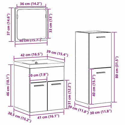 vidaXL Badezimmermöbel-Set Wandmontiert 4 pcs Altholz Holzwerkstoff