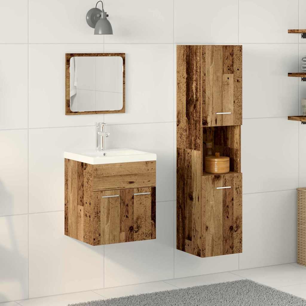 Badezimmermöbel-Set mit Regal 4 pcs Altholz Holzwerkstoff