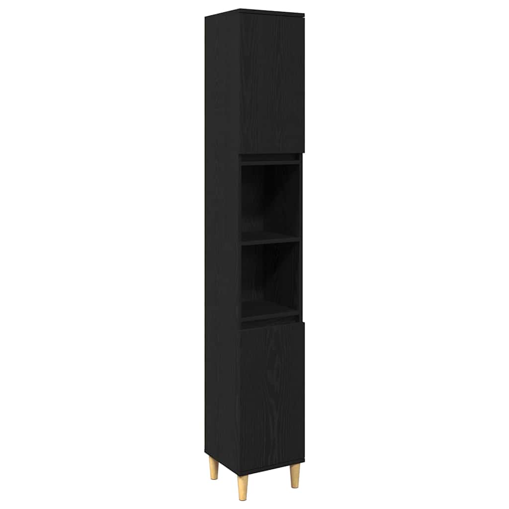 vidaXL Badezimmermöbel-Set mit Speicher 3 pcs Schwarz Holzwerkstoff