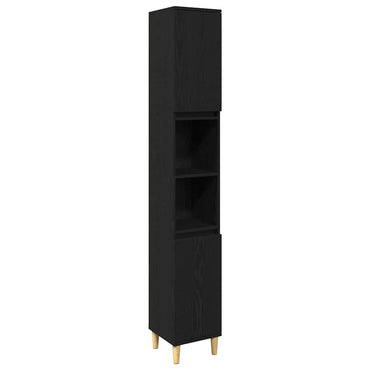 vidaXL Badezimmermöbel-Set mit Speicher 3 pcs Schwarz Holzwerkstoff