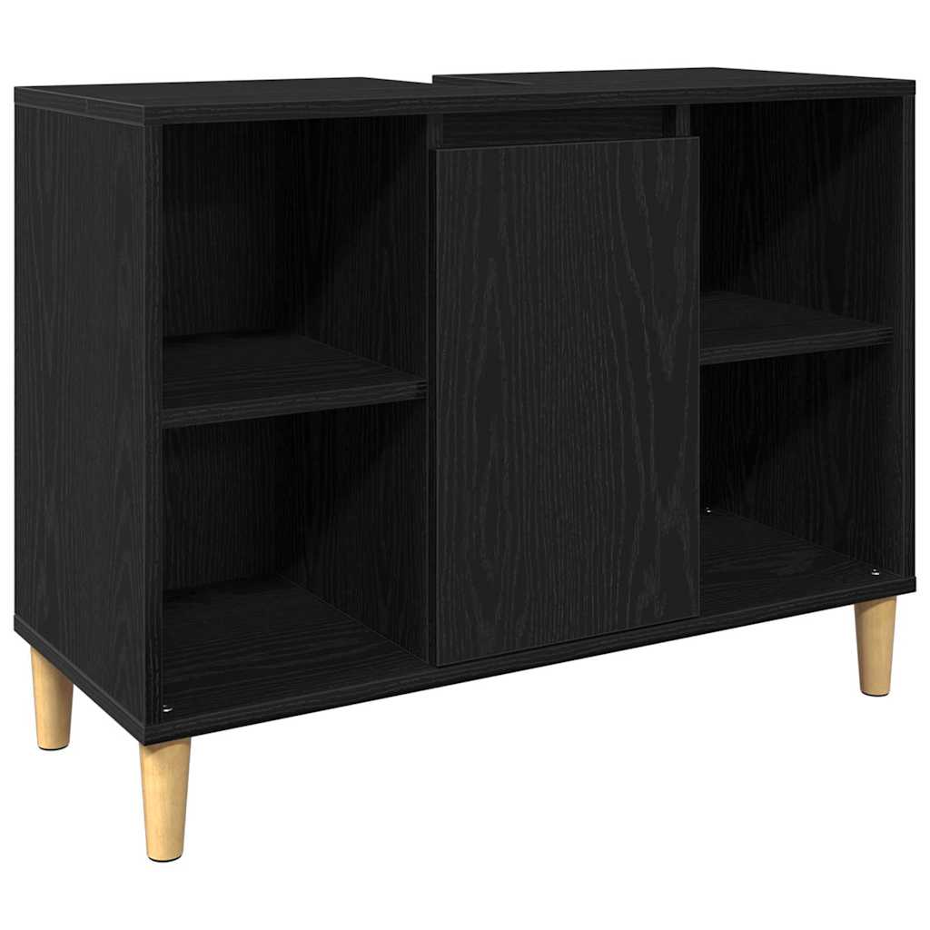 vidaXL Badezimmermöbel-Set mit Speicher 3 pcs Schwarz Holzwerkstoff