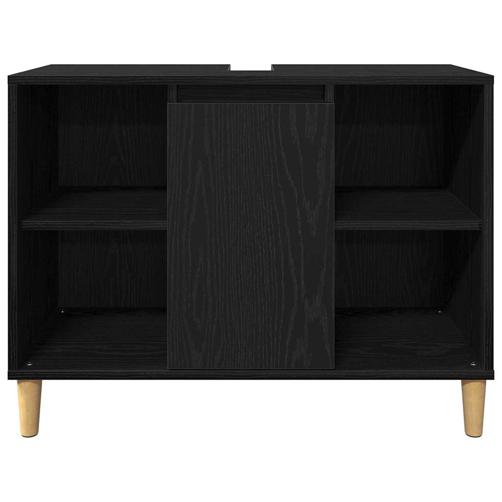 vidaXL Badezimmermöbel-Set mit Speicher 3 pcs Schwarz Holzwerkstoff