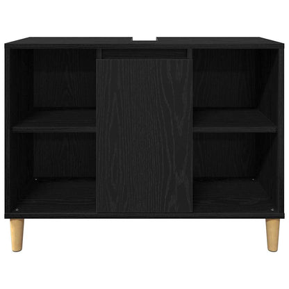 vidaXL Badezimmermöbel-Set mit Speicher 3 pcs Schwarz Holzwerkstoff