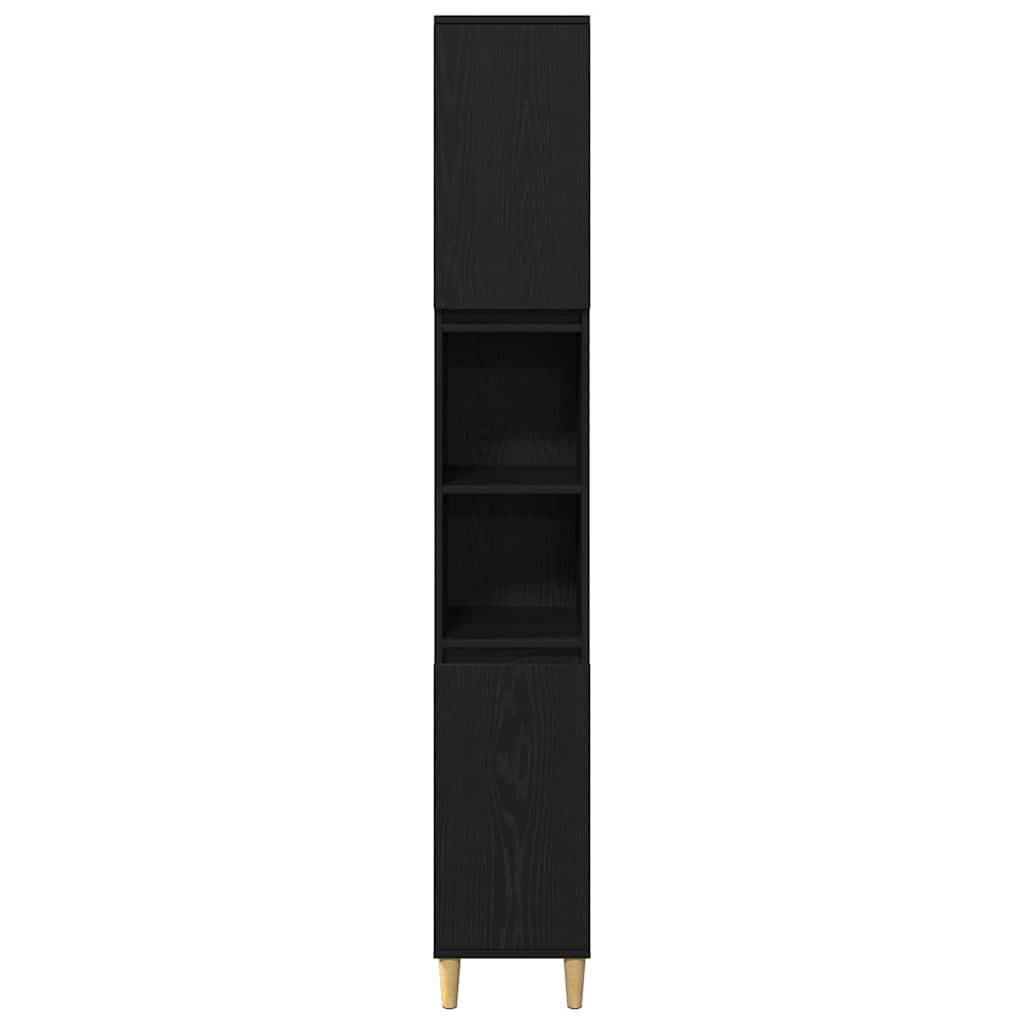 vidaXL Badezimmermöbel-Set mit Speicher 3 pcs Schwarz Holzwerkstoff