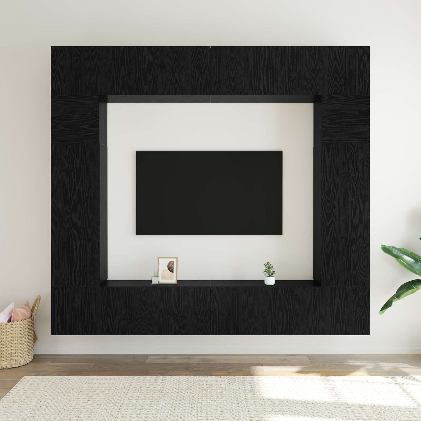 vidaXL TV-Schrankset 8 pcs Schwarz Eichen-Optik Holzwerkstoff