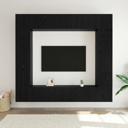 vidaXL TV-Schrankset 8 pcs Schwarz Eichen-Optik Holzwerkstoff