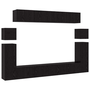 vidaXL TV-Schrankset 8 pcs Schwarz Eichen-Optik Holzwerkstoff
