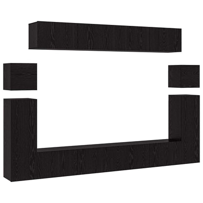 vidaXL TV-Schrankset 8 pcs Schwarz Eichen-Optik Holzwerkstoff