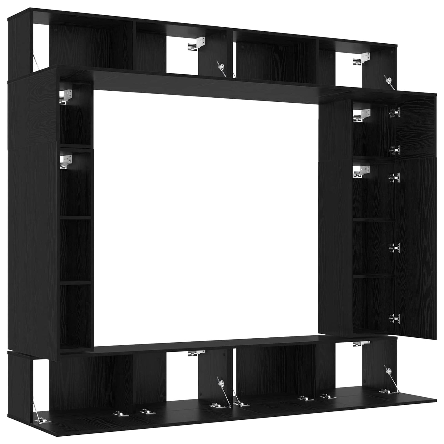 vidaXL TV-Schrankset 8 pcs Schwarz Eichen-Optik Holzwerkstoff