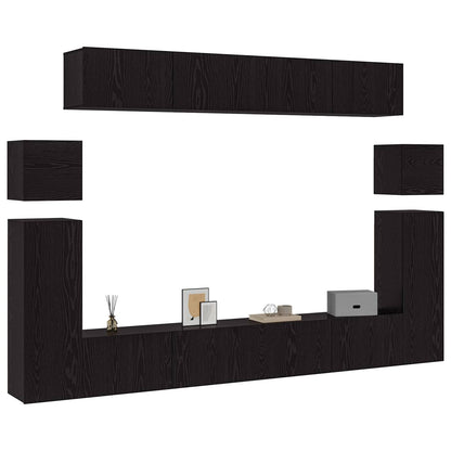 vidaXL TV-Schrankset 8 pcs Schwarz Eichen-Optik Holzwerkstoff