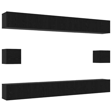 vidaXL TV-Schrankset 8 pcs Schwarz Eichen-Optik Holzwerkstoff