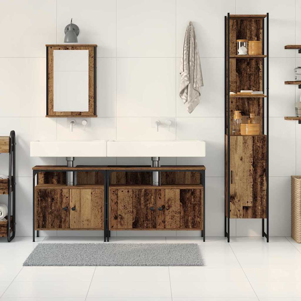 vidaXL Badezimmermöbel-Set mit Regal 4 pcs Altholz Holzwerkstoff