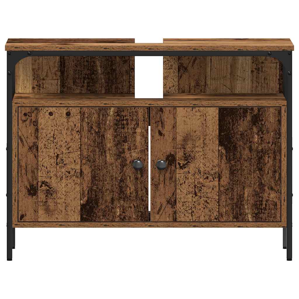 vidaXL Badezimmermöbel-Set mit Regal 4 pcs Altholz Holzwerkstoff