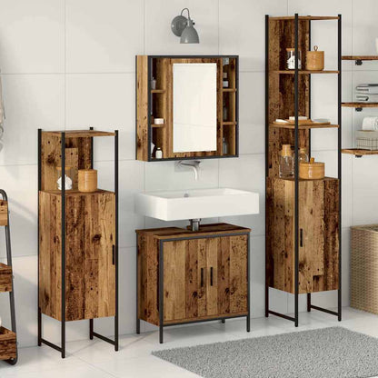 vidaXL Badezimmermöbel Set mit Regal 4 pcs Braun 33 x 33 x 185.5 cm