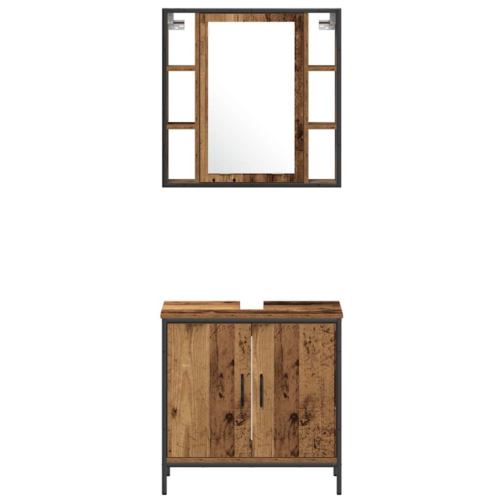 vidaXL Badezimmermöbel Set mit Regal 4 pcs Braun 33 x 33 x 185.5 cm