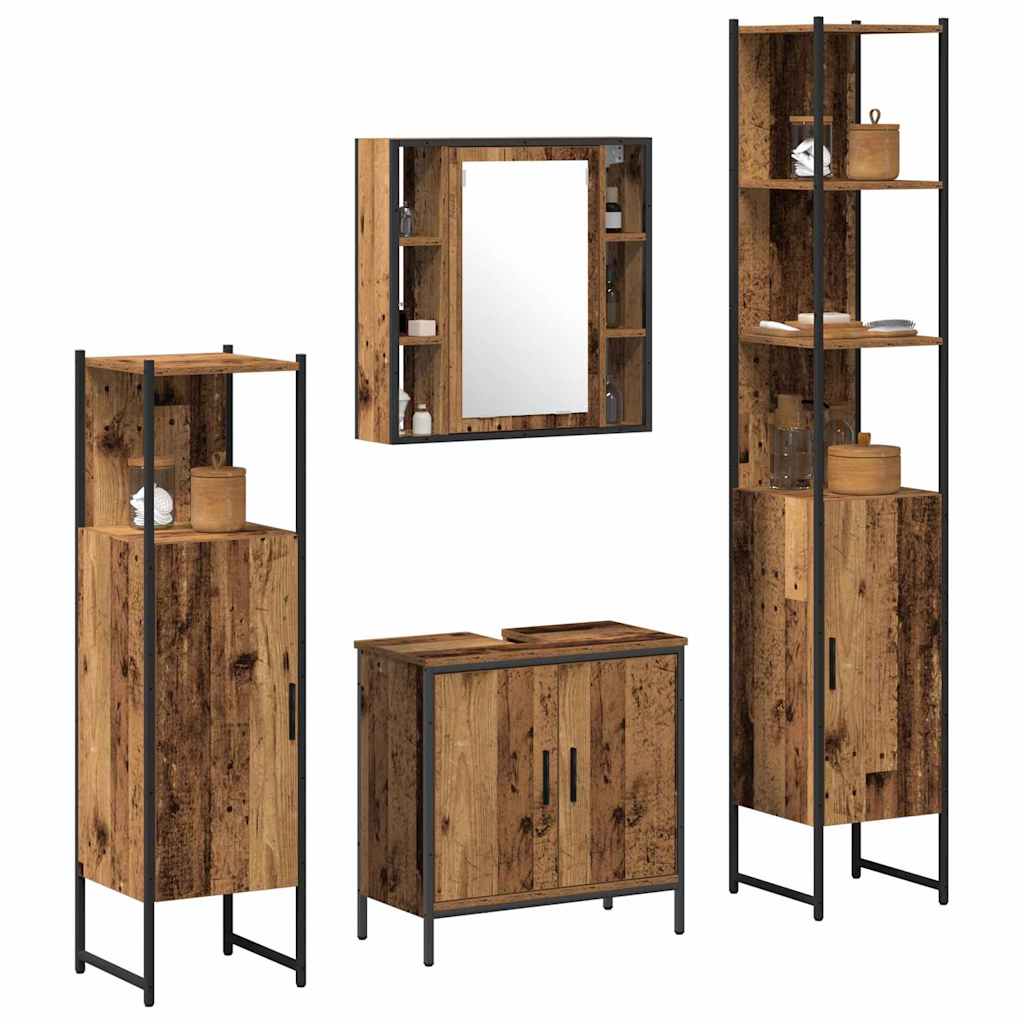 vidaXL Badezimmermöbel Set mit Regal 4 pcs Braun 33 x 33 x 185.5 cm