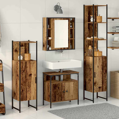 vidaXL Badezimmermöbel-Set mit Regal 4 pcs Altholz Holzwerkstoff