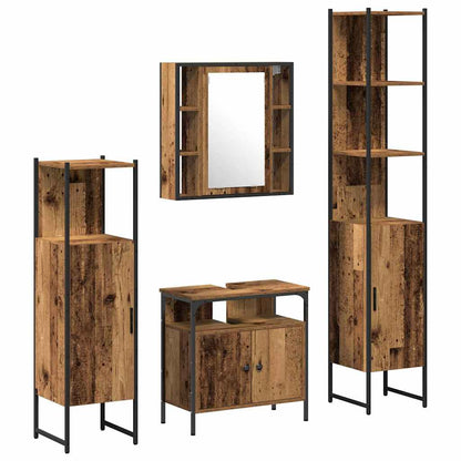 vidaXL Badezimmermöbel-Set mit Regal 4 pcs Altholz Holzwerkstoff
