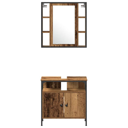 vidaXL Badezimmermöbel-Set mit Regal 4 pcs Altholz Holzwerkstoff