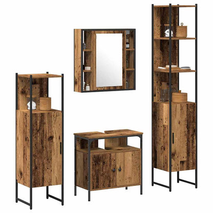vidaXL Badezimmermöbel-Set mit Regal 4 pcs Altholz Holzwerkstoff