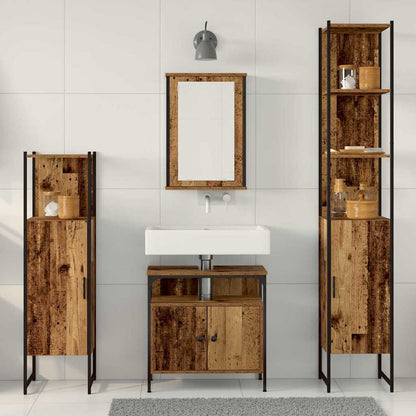 vidaXL Badezimmermöbel Set mit Regal 4 pcs Altholz Holzwerkstoff