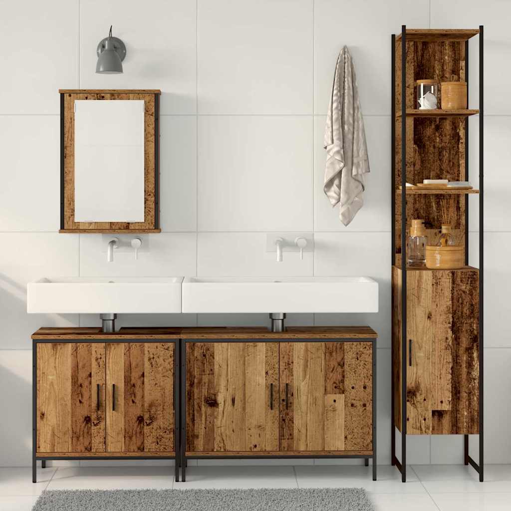 vidaXL Badezimmermöbel-Set mit Regal mit Tür 4 pcs Braun Holzwerkstoff