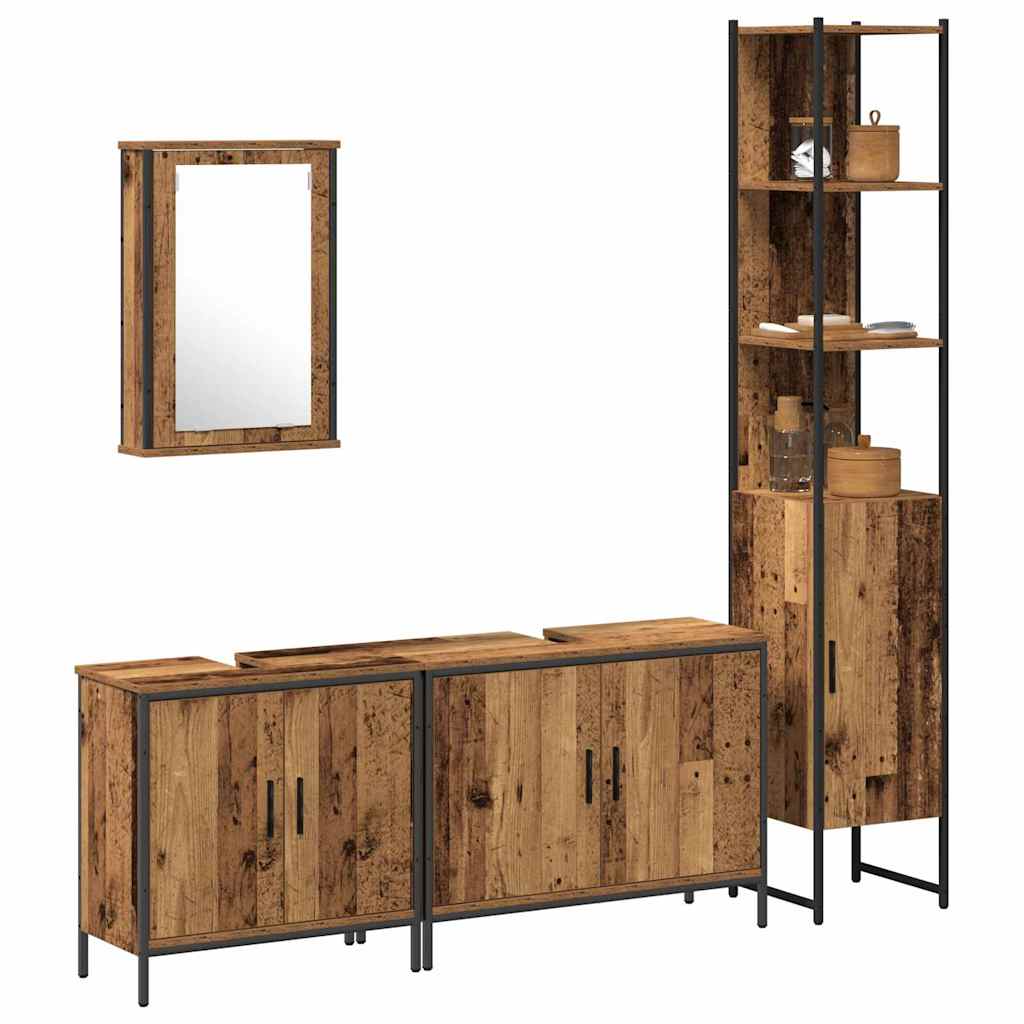 vidaXL Badezimmermöbel-Set mit Regal mit Tür 4 pcs Braun Holzwerkstoff