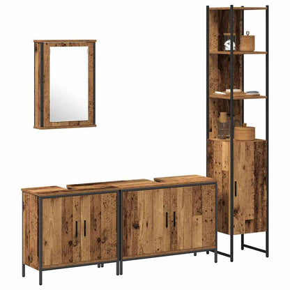 vidaXL Badezimmermöbel-Set mit Regal mit Tür 4 pcs Braun Holzwerkstoff