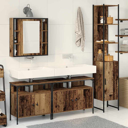 vidaXL Badezimmermöbel-Set mit Regal 4 pcs Altholz Holzwerkstoff