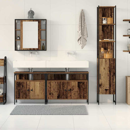 vidaXL Badezimmermöbel-Set mit Regal 4 pcs Altholz Holzwerkstoff