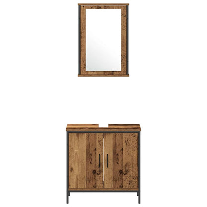 vidaXL Badezimmermöbel-Set mit Regal mit Tür 4 pcs Braun Holzwerkstoff