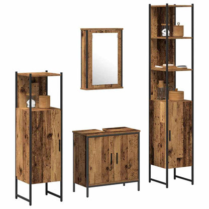 vidaXL Badezimmermöbel-Set mit Regal mit Tür 4 pcs Braun Holzwerkstoff