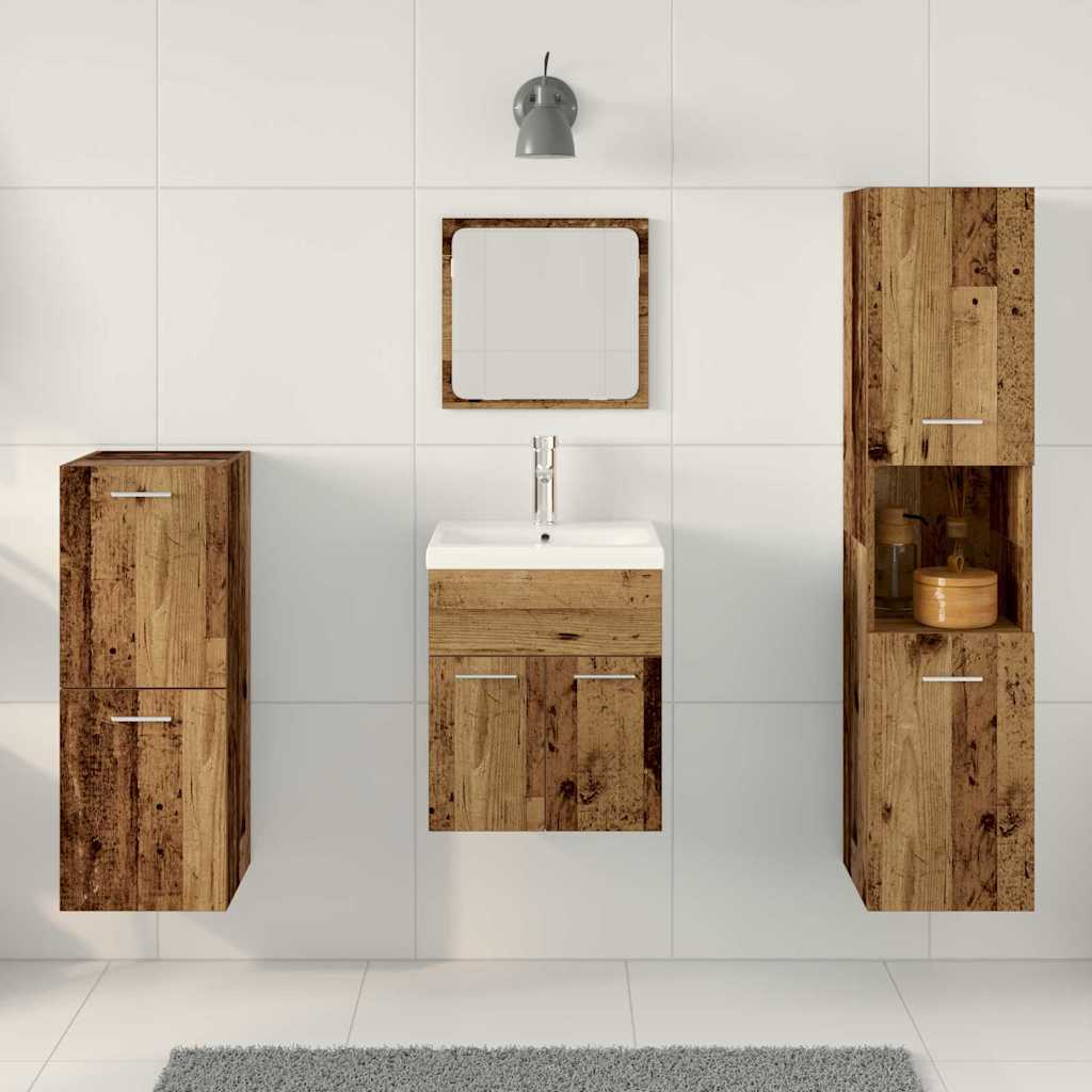 vidaXL Badezimmermöbel-Set mit Regal 5 pcs Altholz Holzwerkstoff