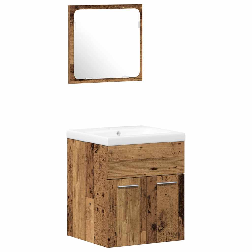 vidaXL Badezimmermöbel-Set mit Regal 5 pcs Altholz Holzwerkstoff