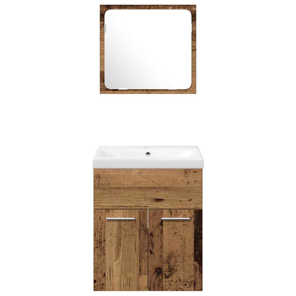 vidaXL Badezimmermöbel-Set mit Regal 5 pcs Altholz Holzwerkstoff