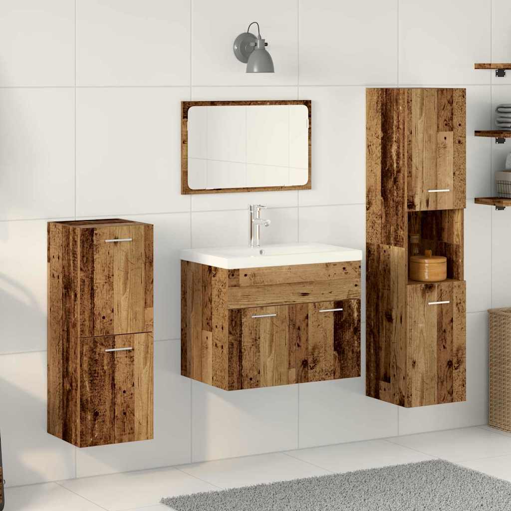 vidaXL Badezimmermöbel-Set mit Regal mit Tür 5 pcs Braun Holzwerkstoff