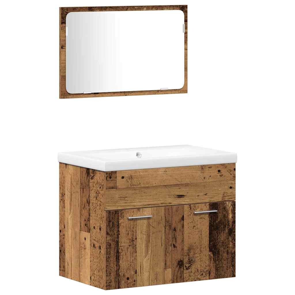 vidaXL Badezimmermöbel-Set mit Regal mit Tür 5 pcs Braun Holzwerkstoff