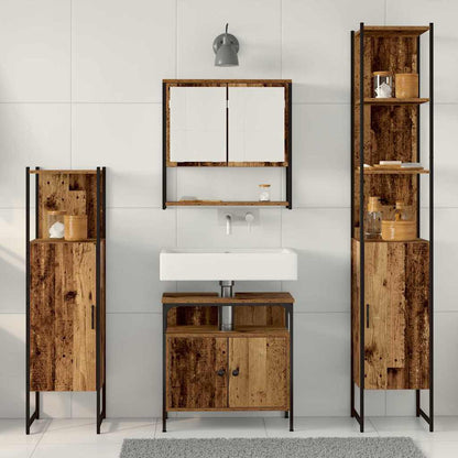 vidaXL Badezimmermöbel Set mit Regal 4 pcs Altholz Holzwerkstoff