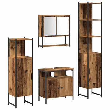 vidaXL Badezimmermöbel Set mit Regal 4 pcs Altholz Holzwerkstoff