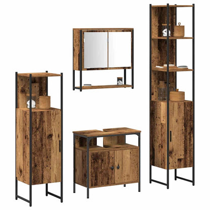 vidaXL Badezimmermöbel Set mit Regal 4 pcs Altholz Holzwerkstoff