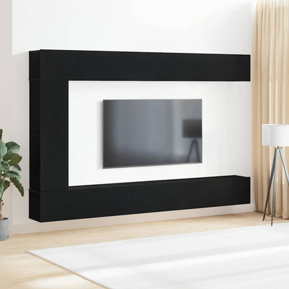 vidaXL TV-Schrankset 9 pcs Schwarz Eichen-Optik Holzwerkstoff