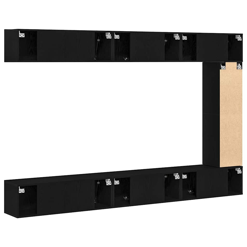 vidaXL TV-Schrankset 9 pcs Schwarz Eichen-Optik Holzwerkstoff
