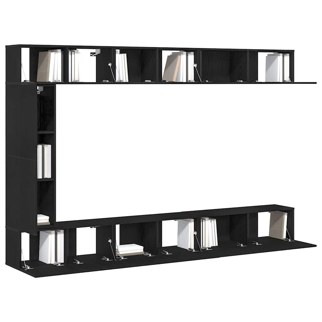vidaXL TV-Schrankset 9 pcs Schwarz Eichen-Optik Holzwerkstoff