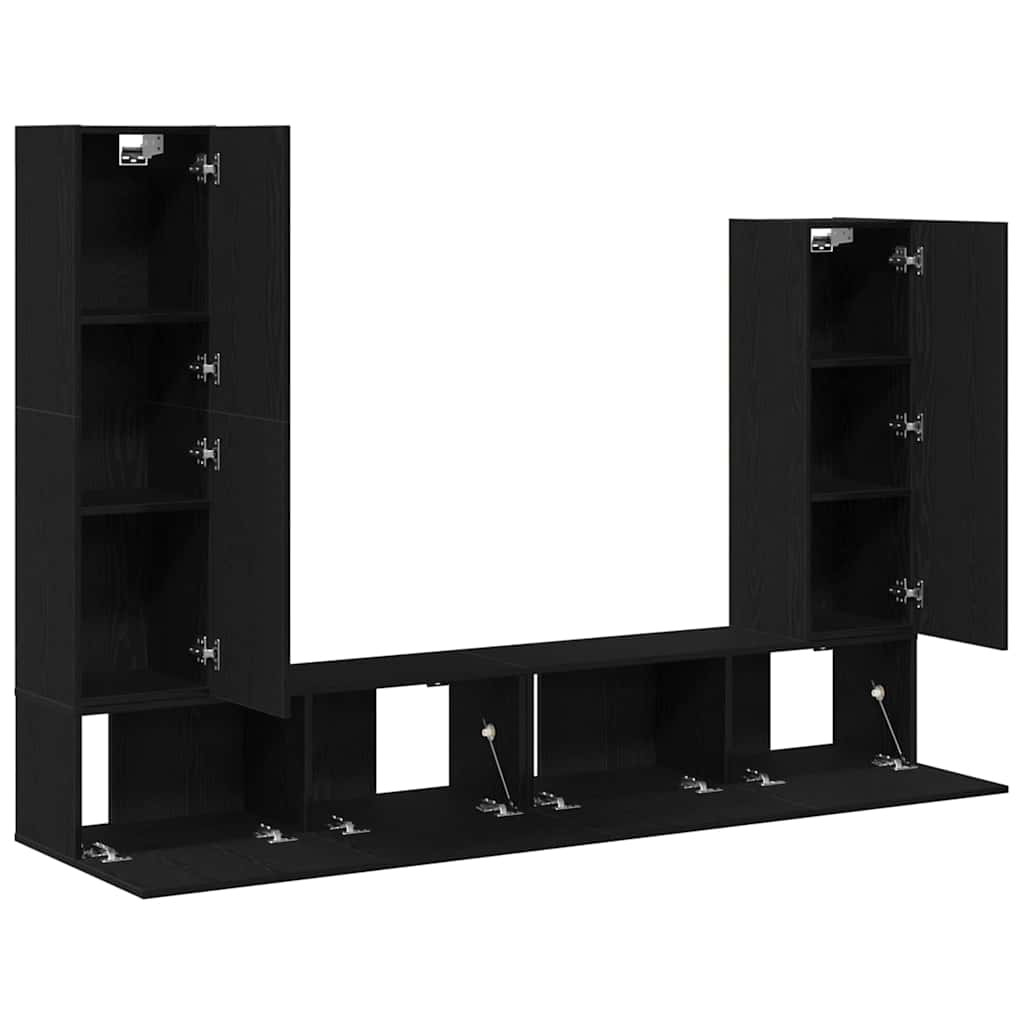 vidaXL TV-Schrankset 6 pcs Schwarz Eichen-Optik Holzwerkstoff