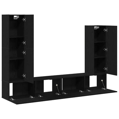 vidaXL TV-Schrankset 6 pcs Schwarz Eichen-Optik Holzwerkstoff