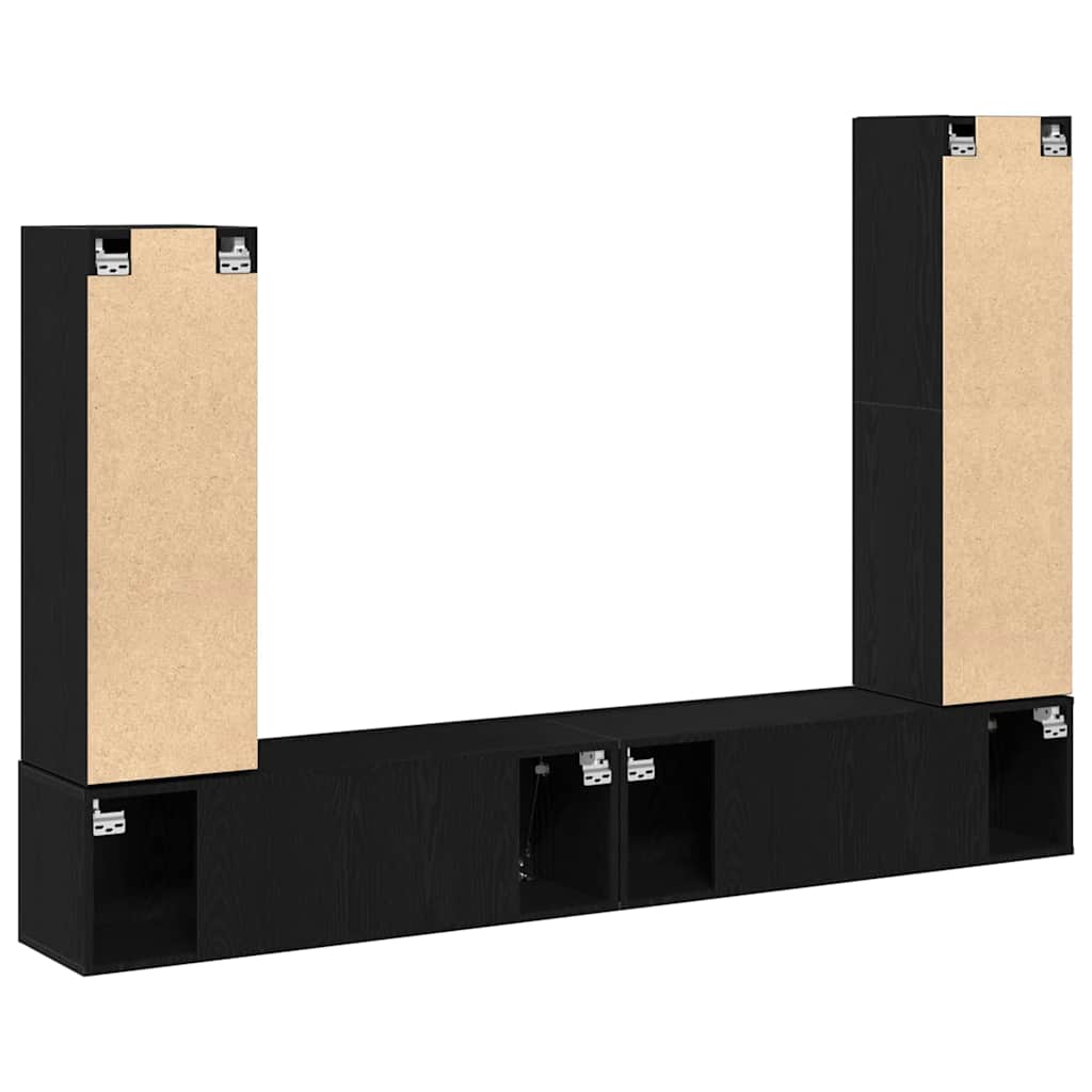 vidaXL TV-Schrankset 6 pcs Schwarz Eichen-Optik Holzwerkstoff